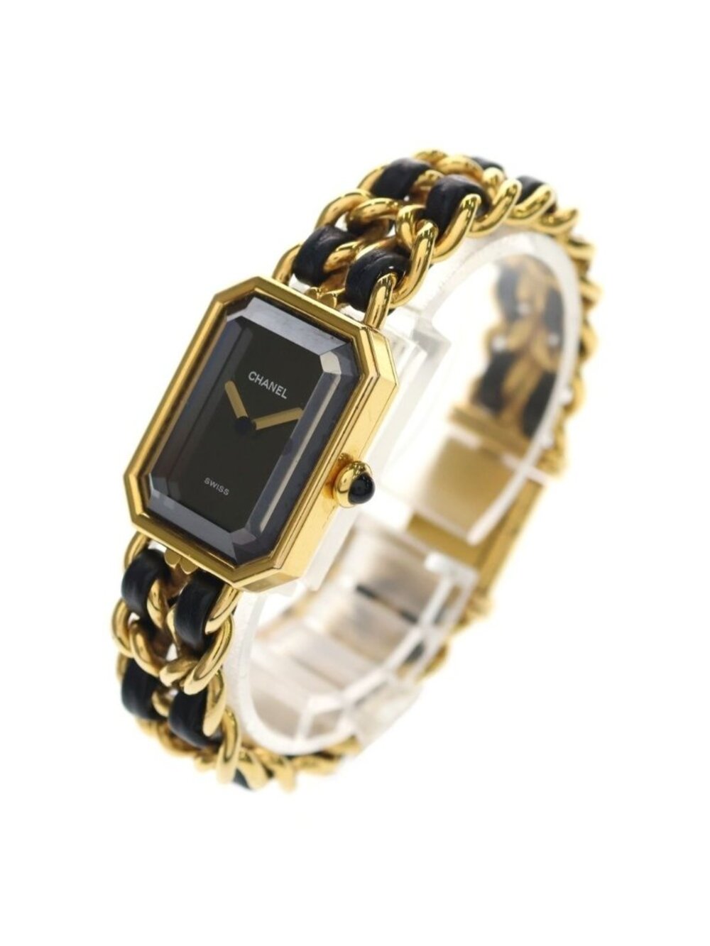 Chanel Premier M Black Dial Square Chain Leather Quartz Watch Gold - Picture 4 of 6